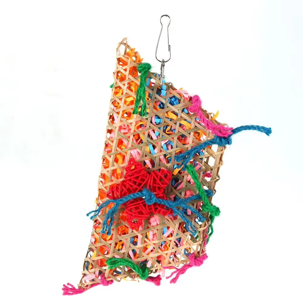 Bird Parrot Toy Large Parrot Toy Natural Wooden Blocks Bird Chewing Toy Parrot Cage Bite Toy Suits for Macaws Parrots