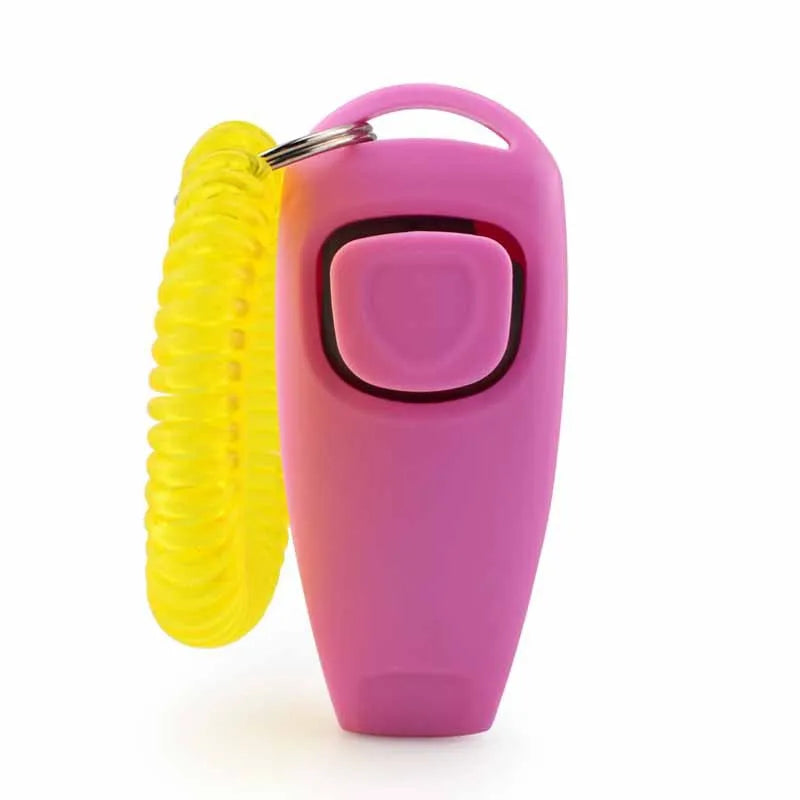 2 in 1 Pet Clicker Dog Training Whistle Answer Card Pet Dog Trainer Assistive Guide with Key Ring Dog Pet Cat Pet Supplies