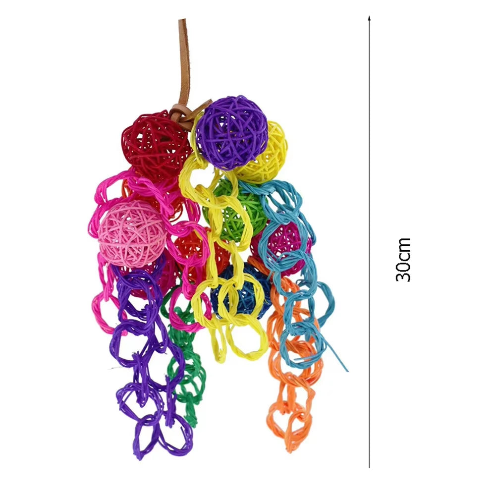 Bird Parrot Toy Large Parrot Toy Natural Wooden Blocks Bird Chewing Toy Parrot Cage Bite Toy Suits for Macaws Parrots