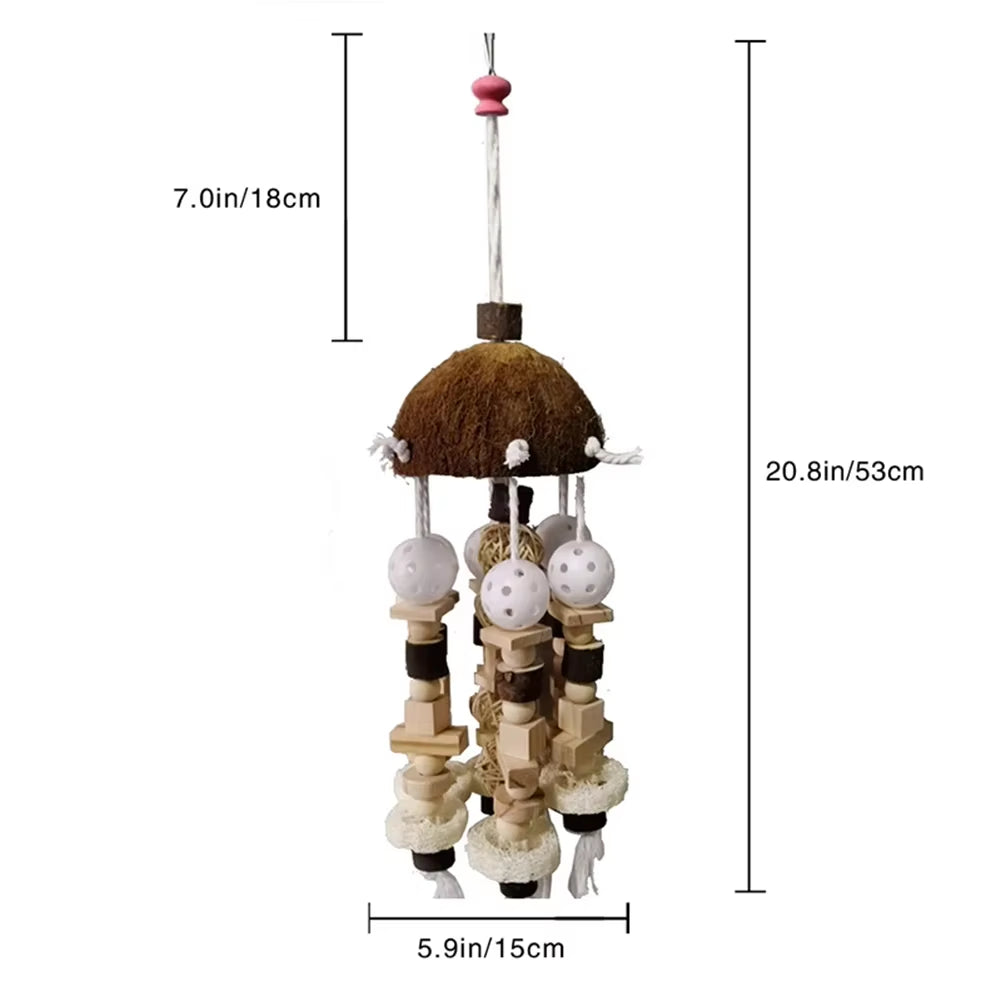 Bird Parrot Toy Large Parrot Toy Natural Wooden Blocks Bird Chewing Toy Parrot Cage Bite Toy Suits for Macaws Parrots