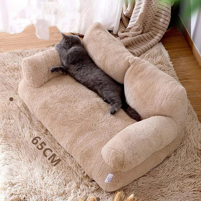 Premium Plush Cat and Dog Sofa Bed - Cozy Winter Nest for Small to Medium Pets