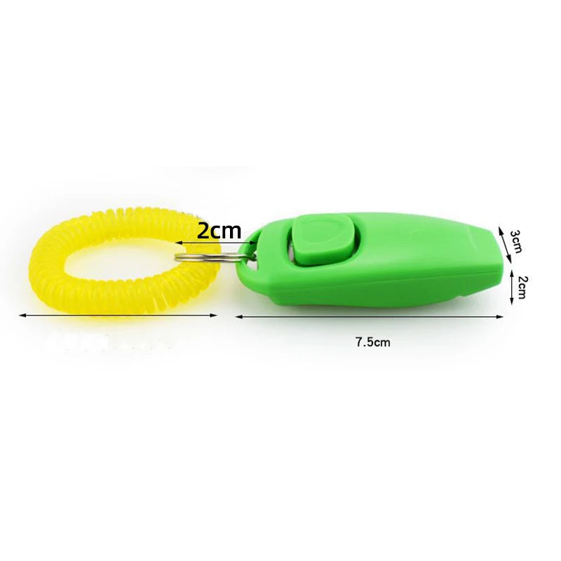 2 in 1 Pet Clicker Dog Training Whistle Answer Card Pet Dog Trainer Assistive Guide with Key Ring Dog Pet Cat Pet Supplies
