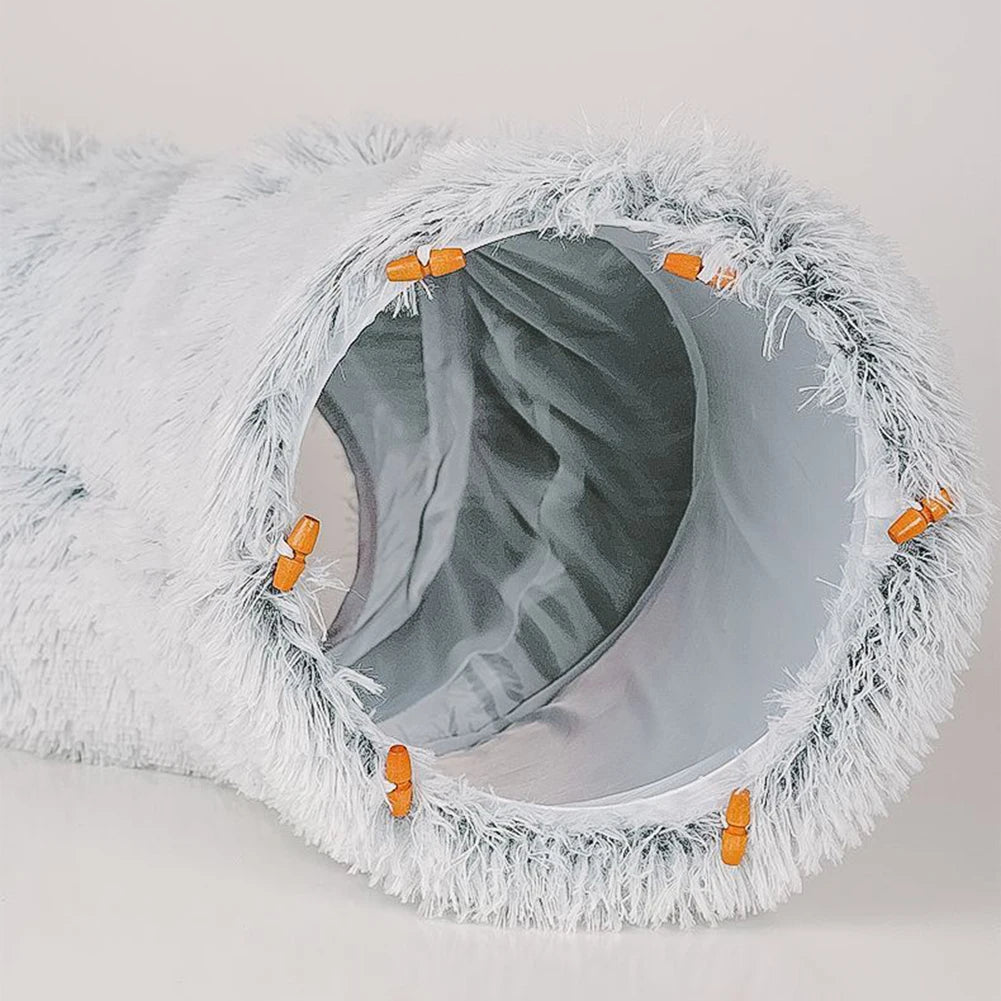 Winter Warm Cat Cave round Foldable Pet Bed Deep Sleeping Cat Tunnel Bed Pet Sleeping Bed Long Plush for Cats and Small Dogs