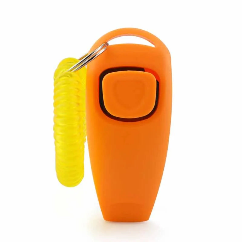 2 in 1 Pet Clicker Dog Training Whistle Answer Card Pet Dog Trainer Assistive Guide with Key Ring Dog Pet Cat Pet Supplies