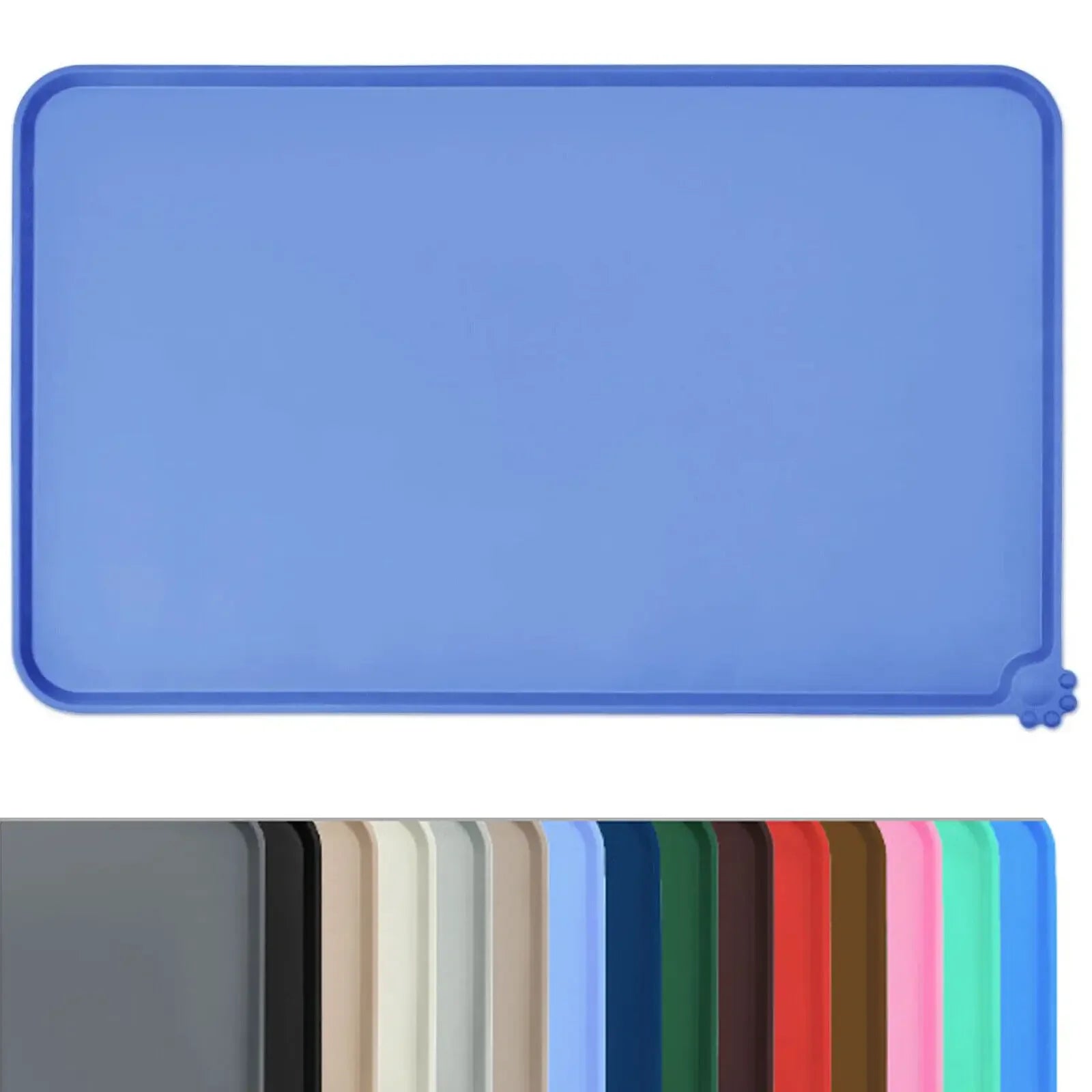 Cat Dog Food Mat for Pet Feeding Bowl Floors Waterproof Non Slip, Silicone Pet Bowl Mat - High-Lipped, Non-Stick, Waterproof Pad