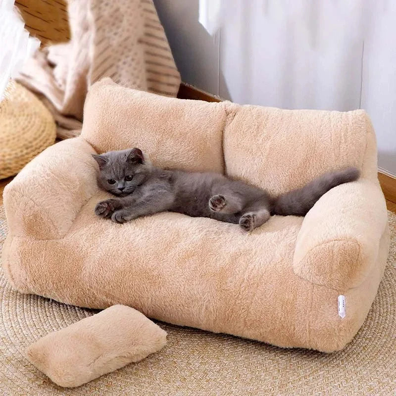 Premium Plush Cat and Dog Sofa Bed - Cozy Winter Nest for Small to Medium Pets