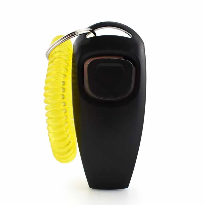 2 in 1 Pet Clicker Dog Training Whistle Answer Card Pet Dog Trainer Assistive Guide with Key Ring Dog Pet Cat Pet Supplies