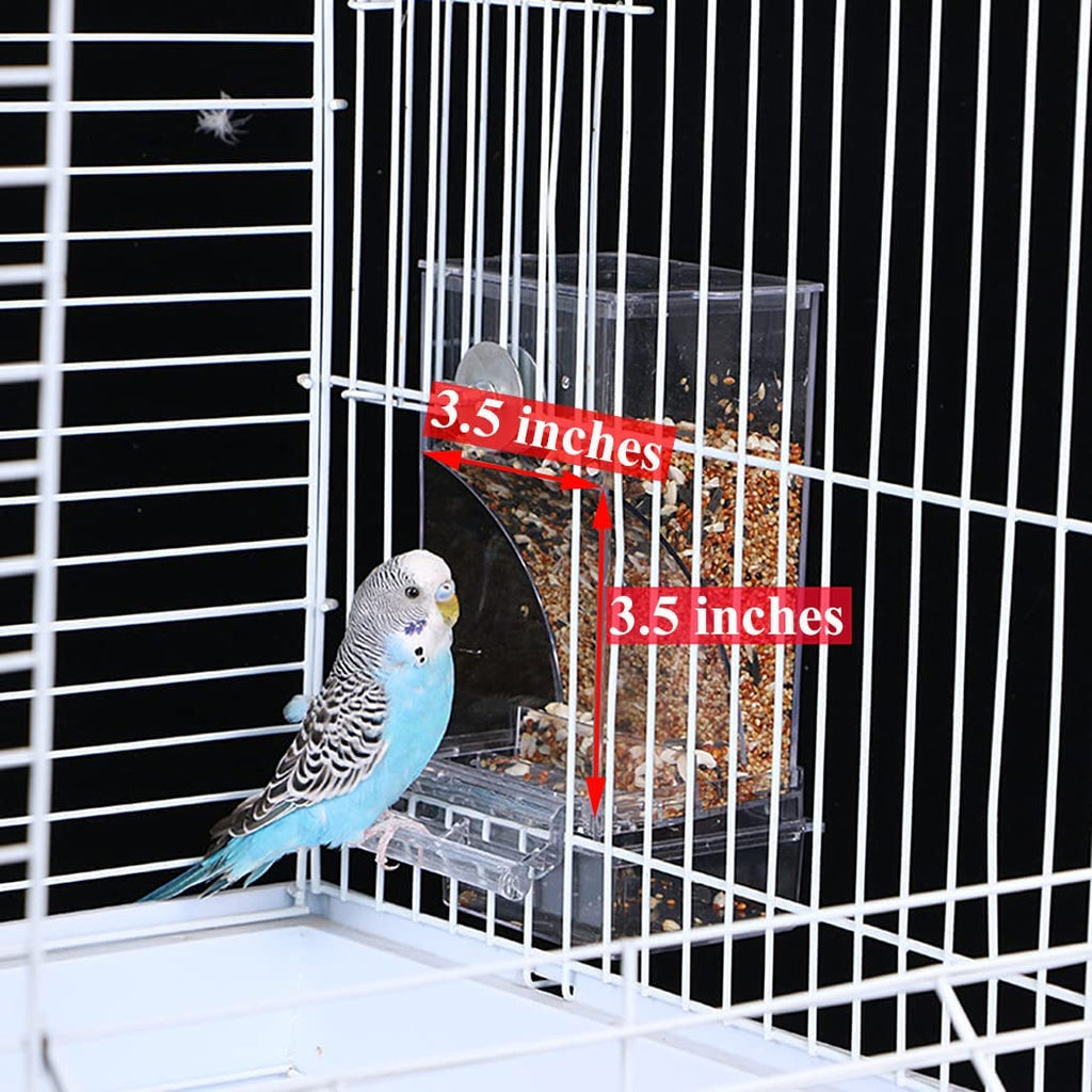 No Mess Bird Feeder Water Dispenser Set, Automatic Parrot Feeder Cage Accessories, Clear Parakeet Seed Container Food Feeder Drinker for Cage, Cockatiel Finch Lovebirds Budgies Canary (Blue)