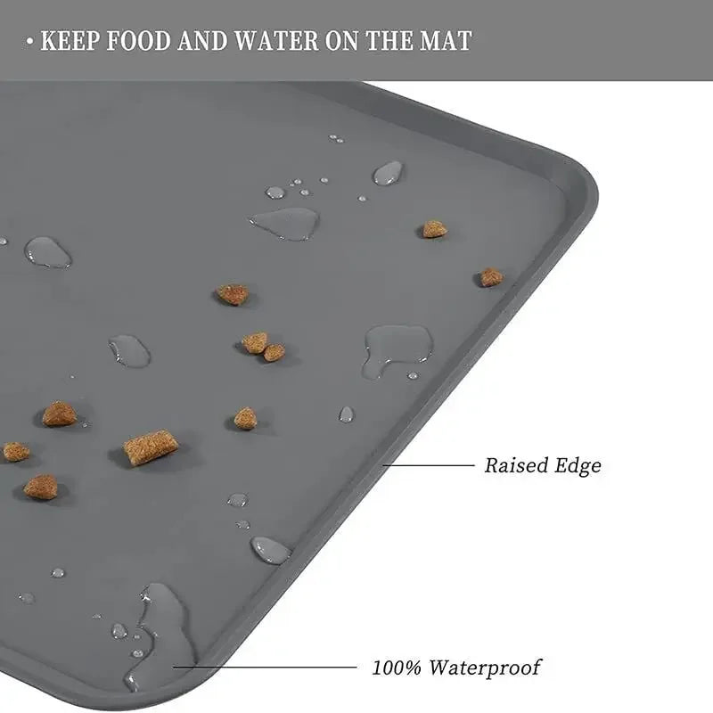Cat Dog Food Mat for Pet Feeding Bowl Floors Waterproof Non Slip, Silicone Pet Bowl Mat - High-Lipped, Non-Stick, Waterproof Pad
