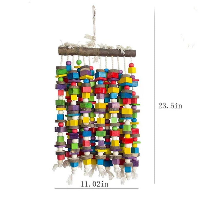 Wooden Bird Toys Large Bird Chewing Toy Parrot Birds Toys Accessories Big Parrot Cage Bite Toy for African Grey Macaws Cockatoos