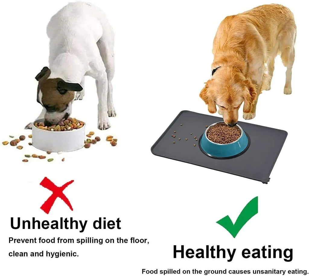 Cat Dog Food Mat for Pet Feeding Bowl Floors Waterproof Non Slip, Silicone Pet Bowl Mat - High-Lipped, Non-Stick, Waterproof Pad