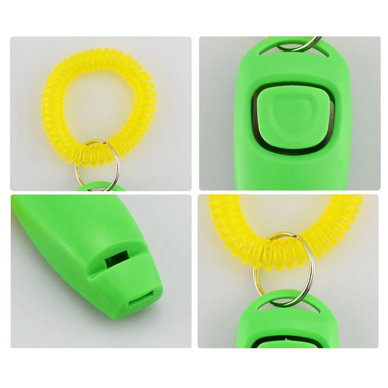 2 in 1 Pet Clicker Dog Training Whistle Answer Card Pet Dog Trainer Assistive Guide with Key Ring Dog Pet Cat Pet Supplies