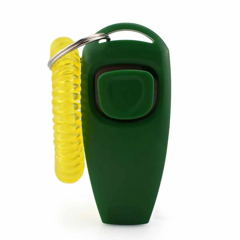 2 in 1 Pet Clicker Dog Training Whistle Answer Card Pet Dog Trainer Assistive Guide with Key Ring Dog Pet Cat Pet Supplies