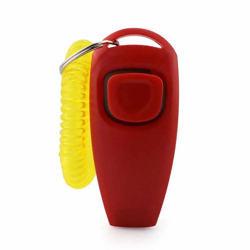 2 in 1 Pet Clicker Dog Training Whistle Answer Card Pet Dog Trainer Assistive Guide with Key Ring Dog Pet Cat Pet Supplies