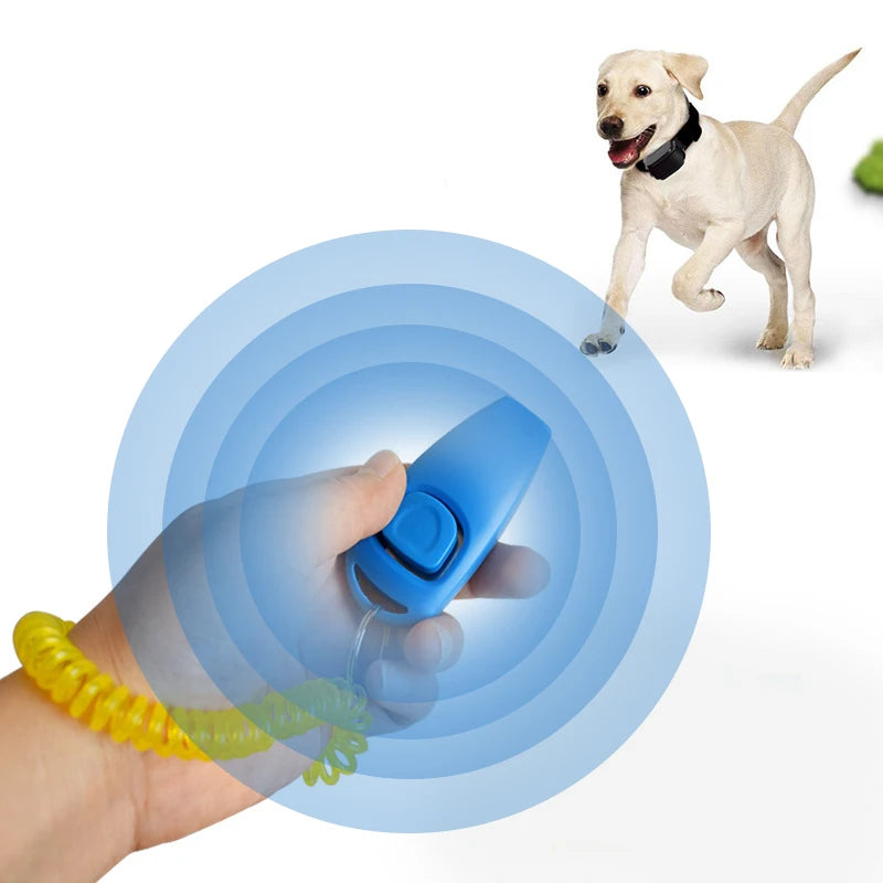2 in 1 Pet Clicker Dog Training Whistle Answer Card Pet Dog Trainer Assistive Guide with Key Ring Dog Pet Cat Pet Supplies